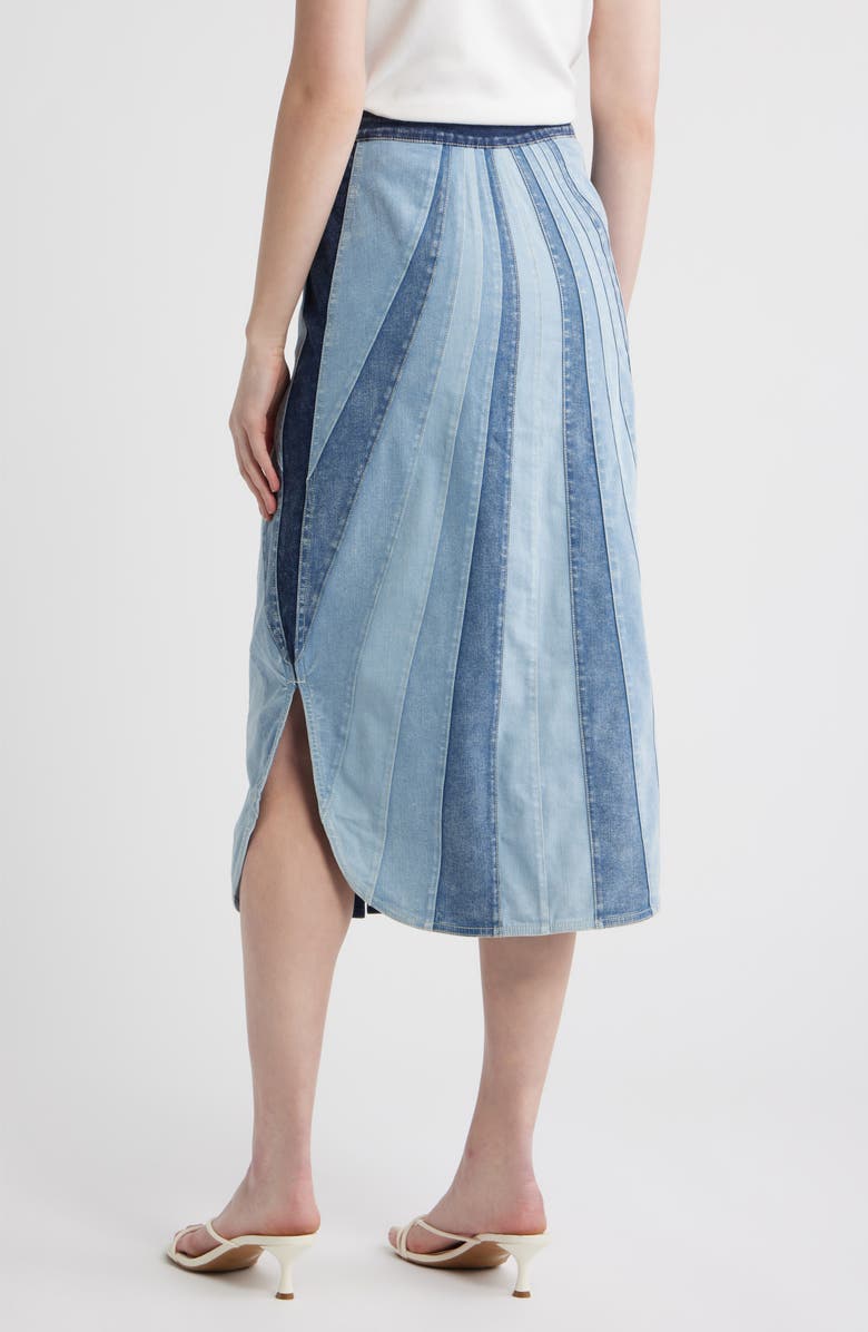 LOVE THE LABEL Apolline Denim Midi Skirt, Alternate, color, Paneled Denim