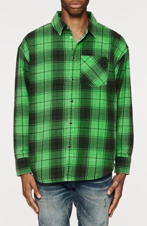 Oversize Plaid Snap-Up Western Shirt