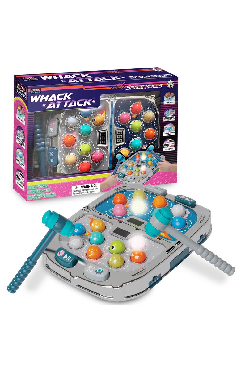 Thin Air Games Whack Attack Space Mole Lights/Sounds Tabletop Game, Main, color, Multicolored