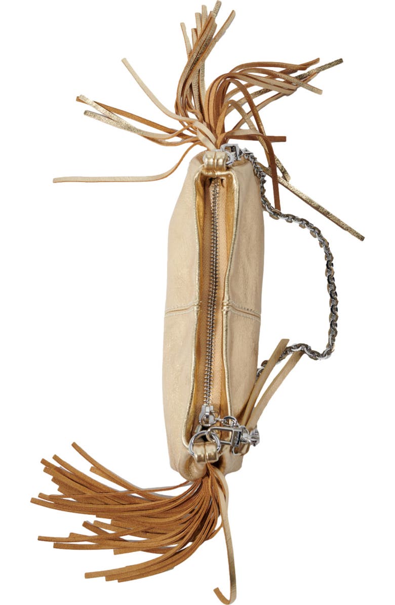 maje Metallic leather Miss M clutch bag, Alternate, color, Gold