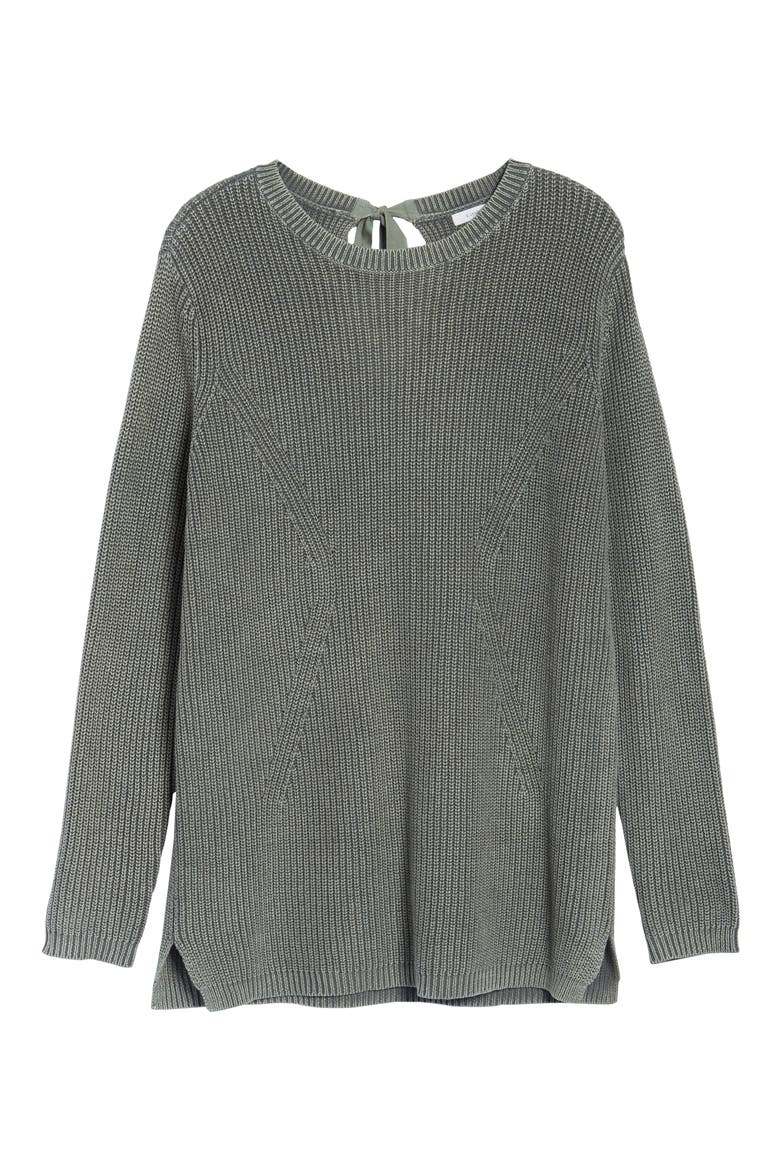 Tie Back Tunic Sweater, Alternate, color, OLIVE GROVE