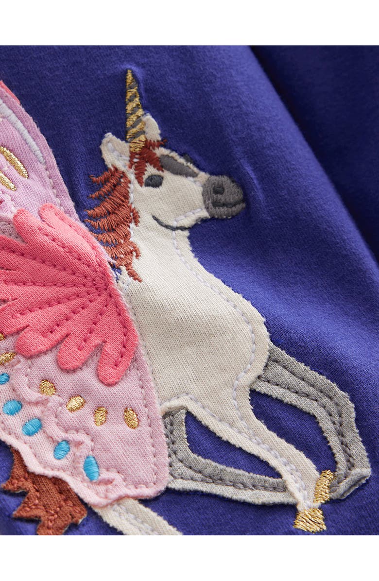 Mini Boden Kids' Pegasus Appliqué Leggings, Alternate, color, Navy Unicorns
