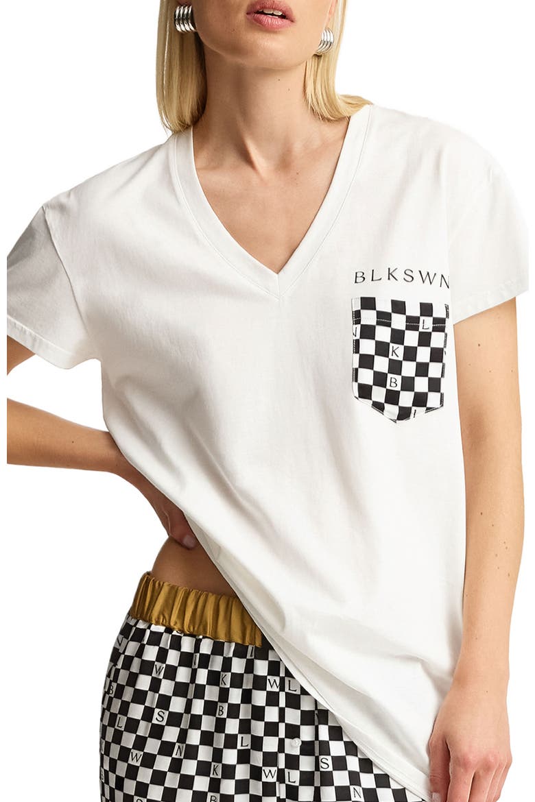 Checkerboard Unisex Short Pajamas Set, Alternate, color, Black & White