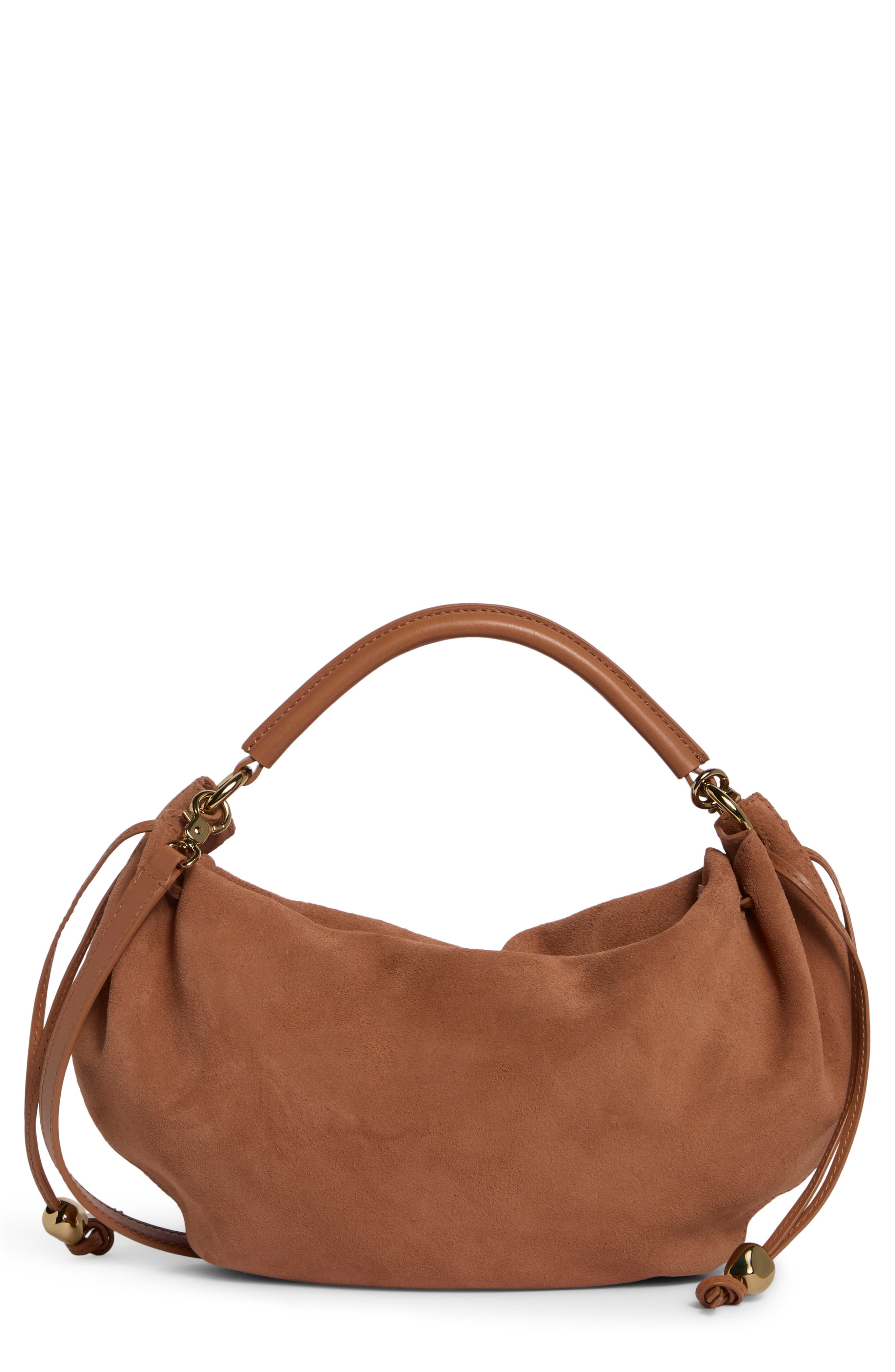 The Camren Gathered Suede Shoulder Bag