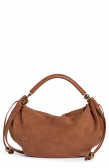 The Camren Gathered Suede Shoulder Bag