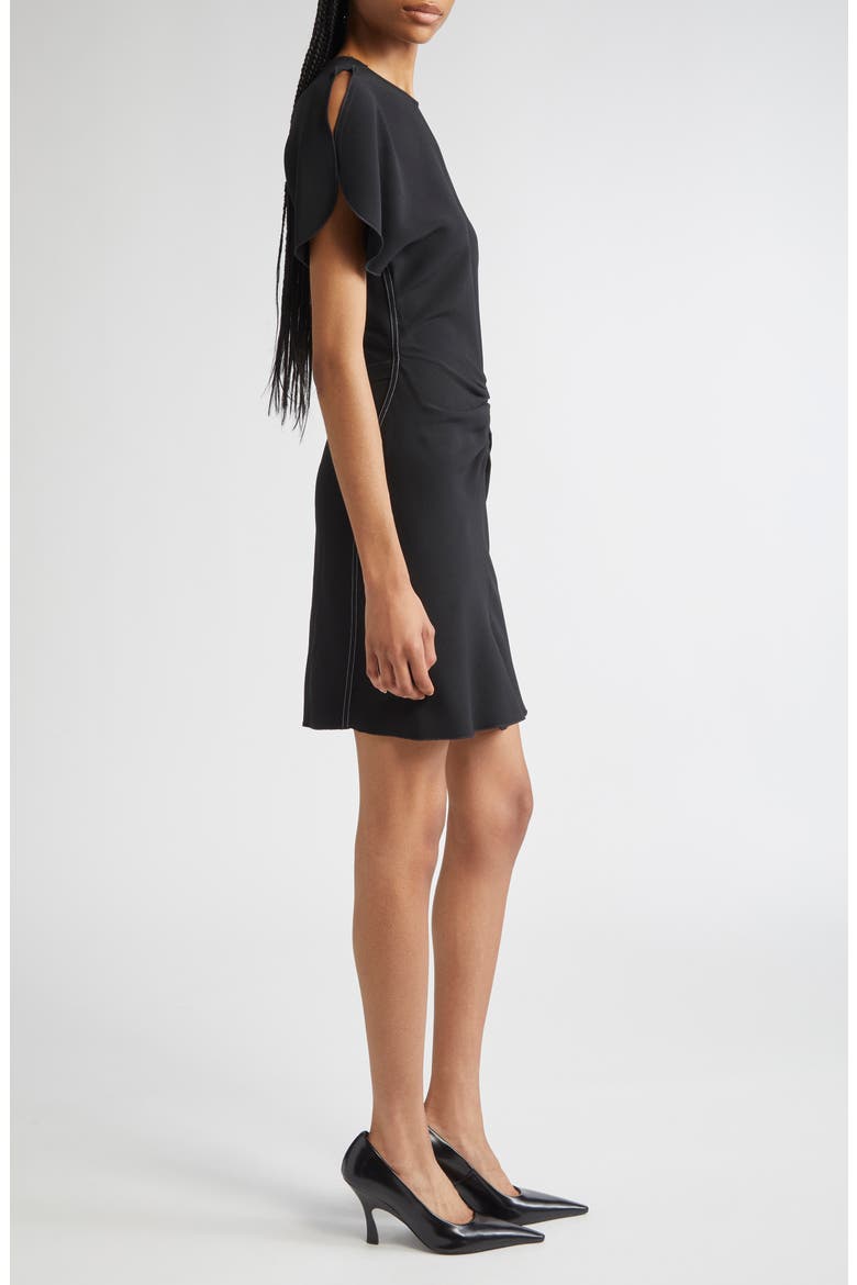 Gathered Waist Satin Minidress, Alternate, color, BLACK
