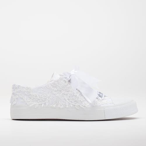 Forever & Always Shoes Belle Lace White Bridal Sneakers In White