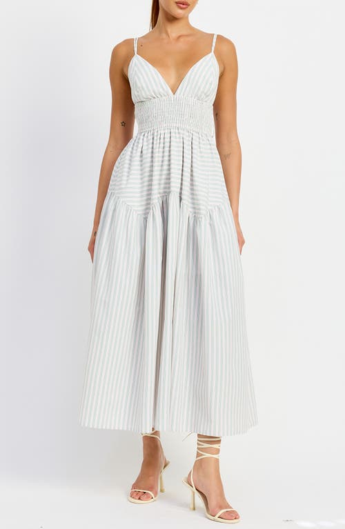 En Saison Haisley Stripe Cotton Blend Dress In Pink Green