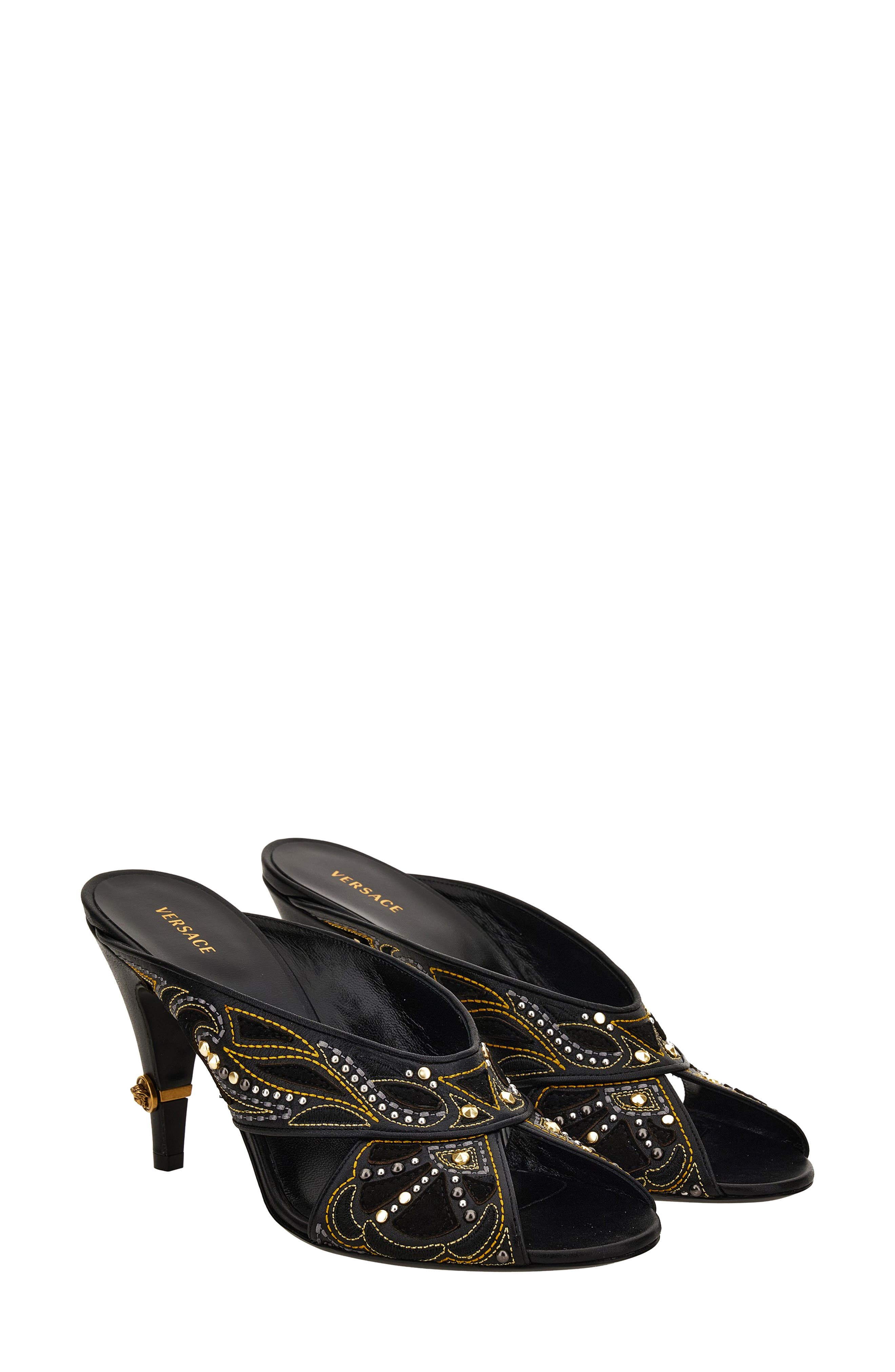 Sandal Mule, Main, color, BLACK-GOLD 82