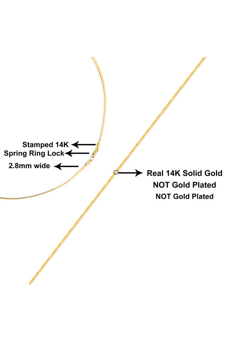 Unisex Solid 14K Gold 2.8mm Imperial Herringbone Chain Necklace, Alternate, color, Yellow