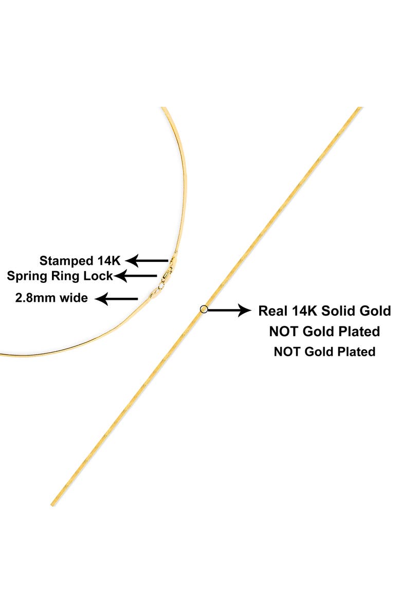 Haus of Brilliance Unisex Solid 14K Gold 2.8mm Imperial Herringbone Chain Necklace, Alternate, color, Yellow