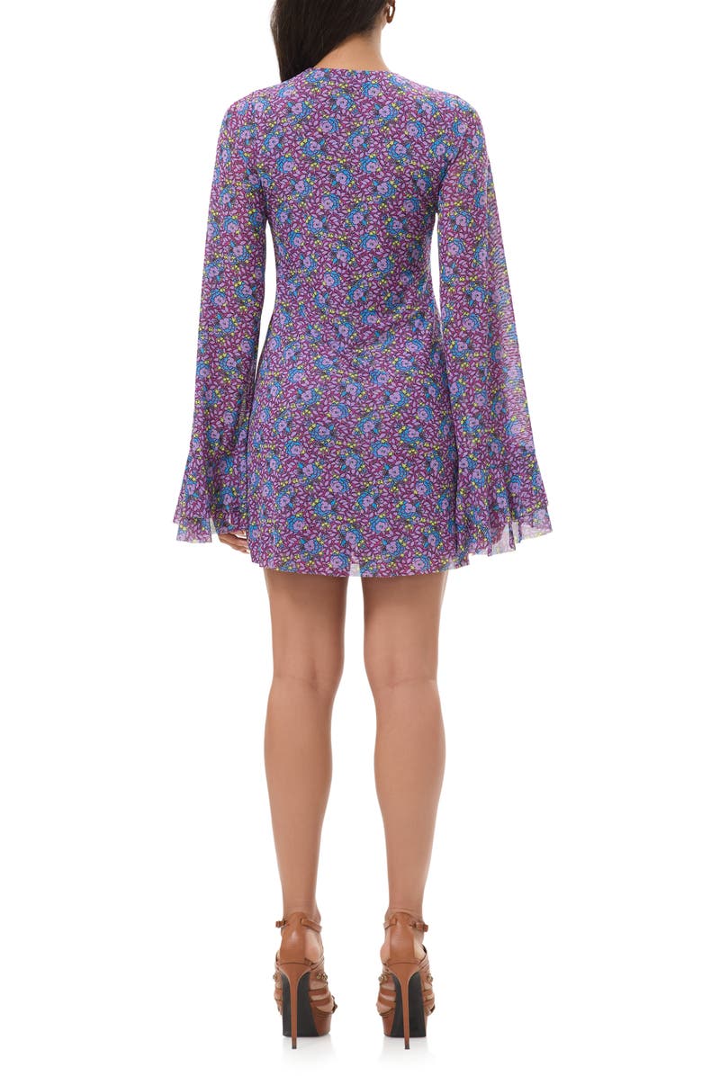 AFRM Kori Floral Cutout Bell Sleeve Mesh Minidress, Alternate, color, Retro Ditsy
