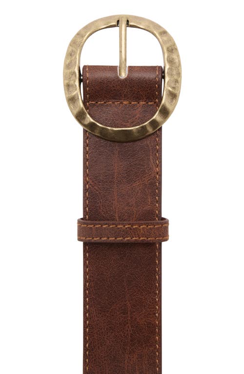 Mango Textured Faux Leather Belt With Round Buckle In Brown