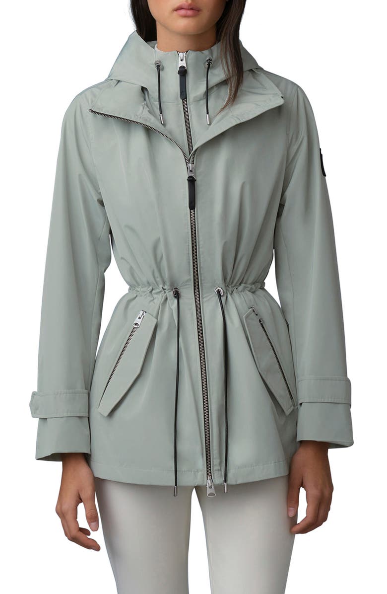 Mackage Melany Hooded Rain Jacket, Main, color, Jade