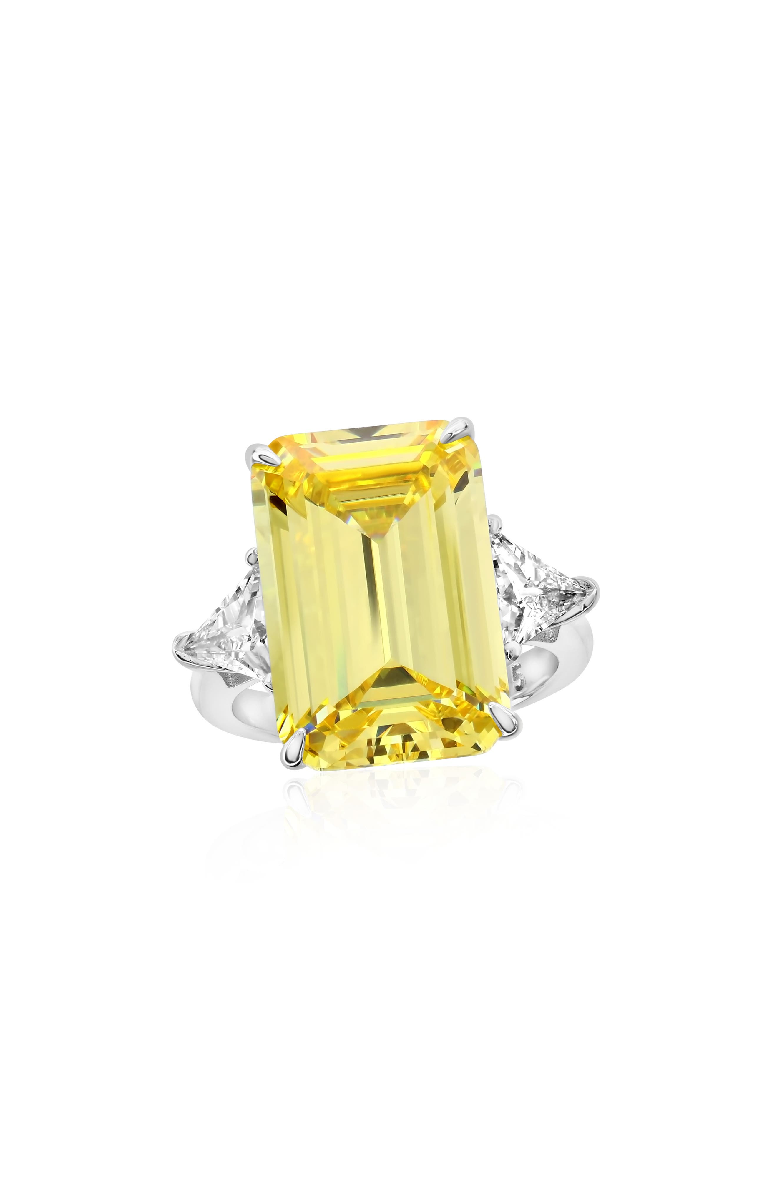 SUZY LEVIAN Gala Yellow Cubic Zirconia Engagement Ring
