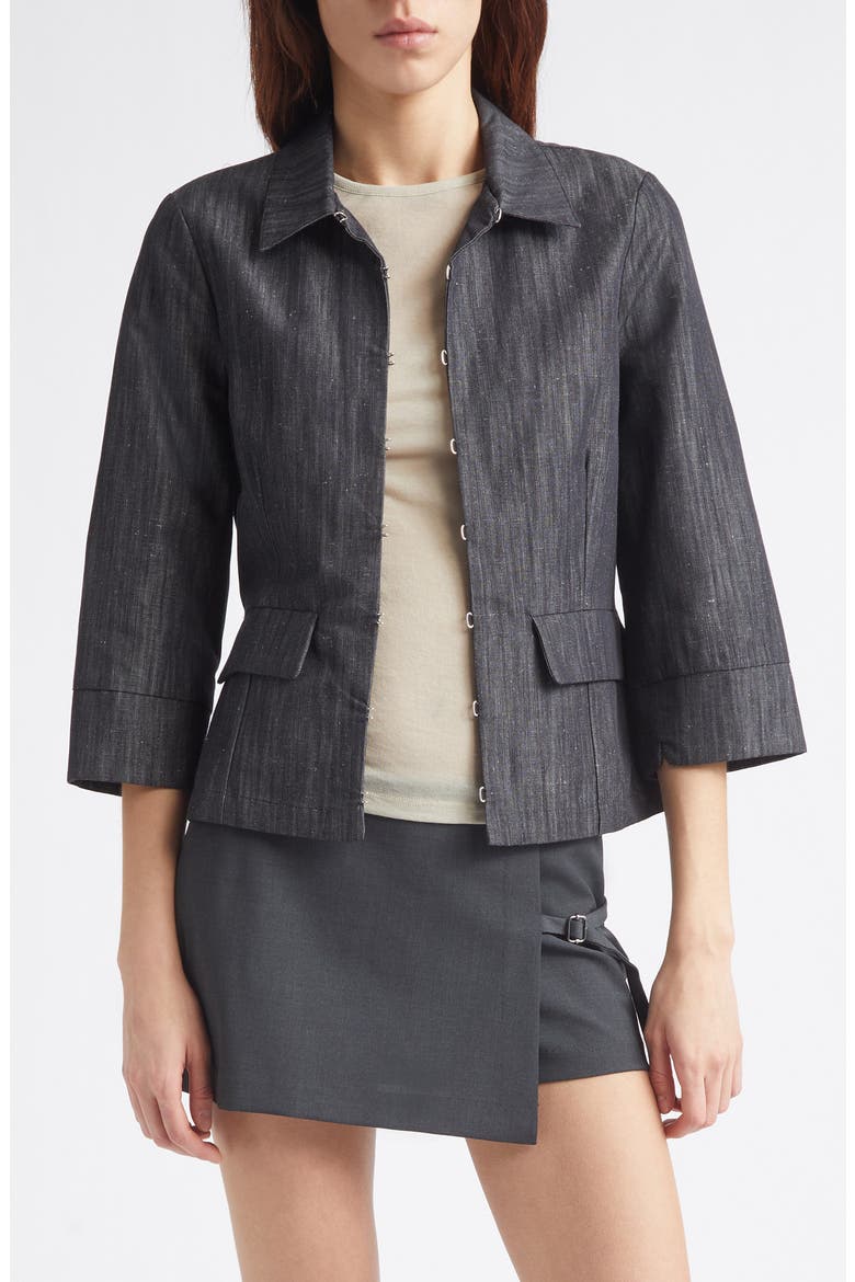 Valeva Organic Cotton & Linen Denim Jacket, Main, color, 209 - GREY