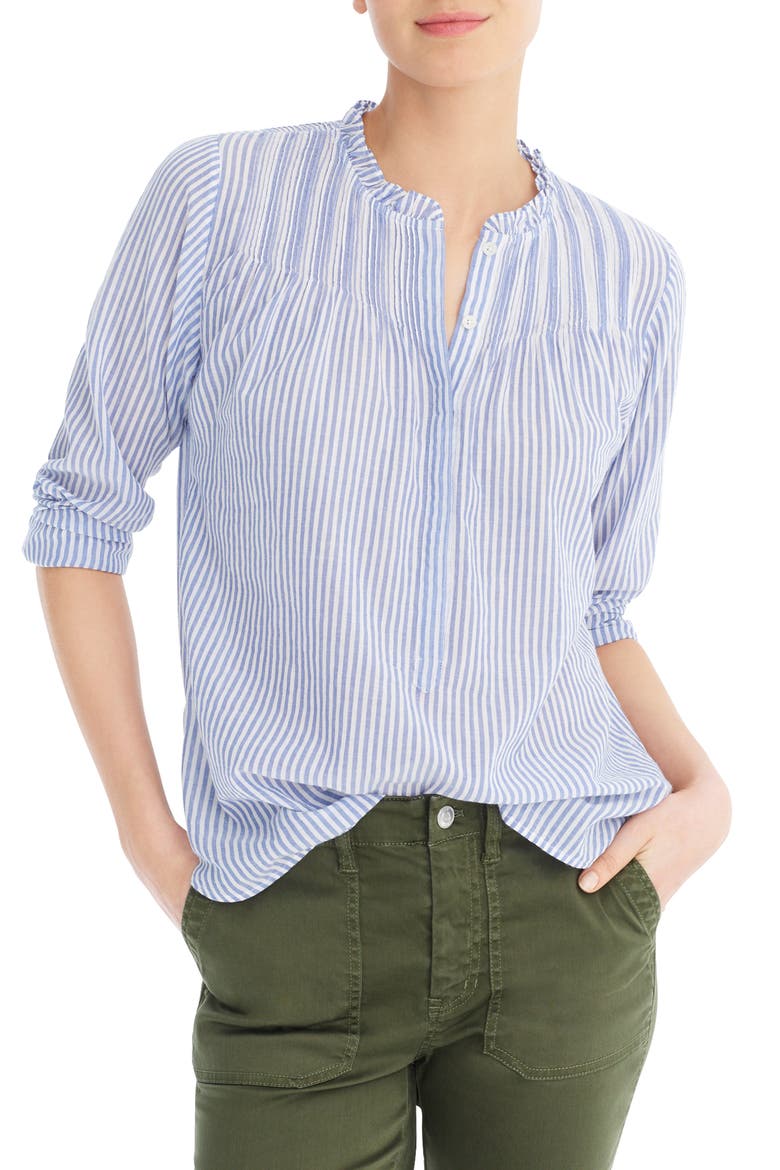 Classic Stripe Popover Shirt, Main, color, MISSY STRIPE SAPPHIRE