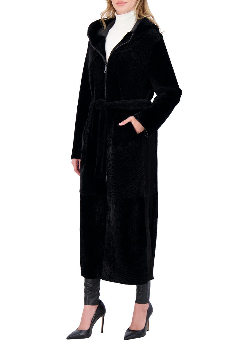 GORSKI Reversible Textured Genuine Shearling Coat, Alternate, color, Black/Black