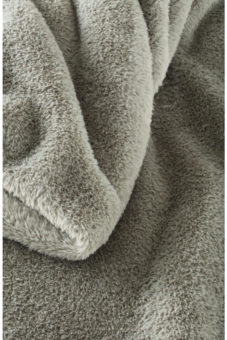 Nestle Faux Fur Throw Blanket, Alternate, color, GREEN HALO