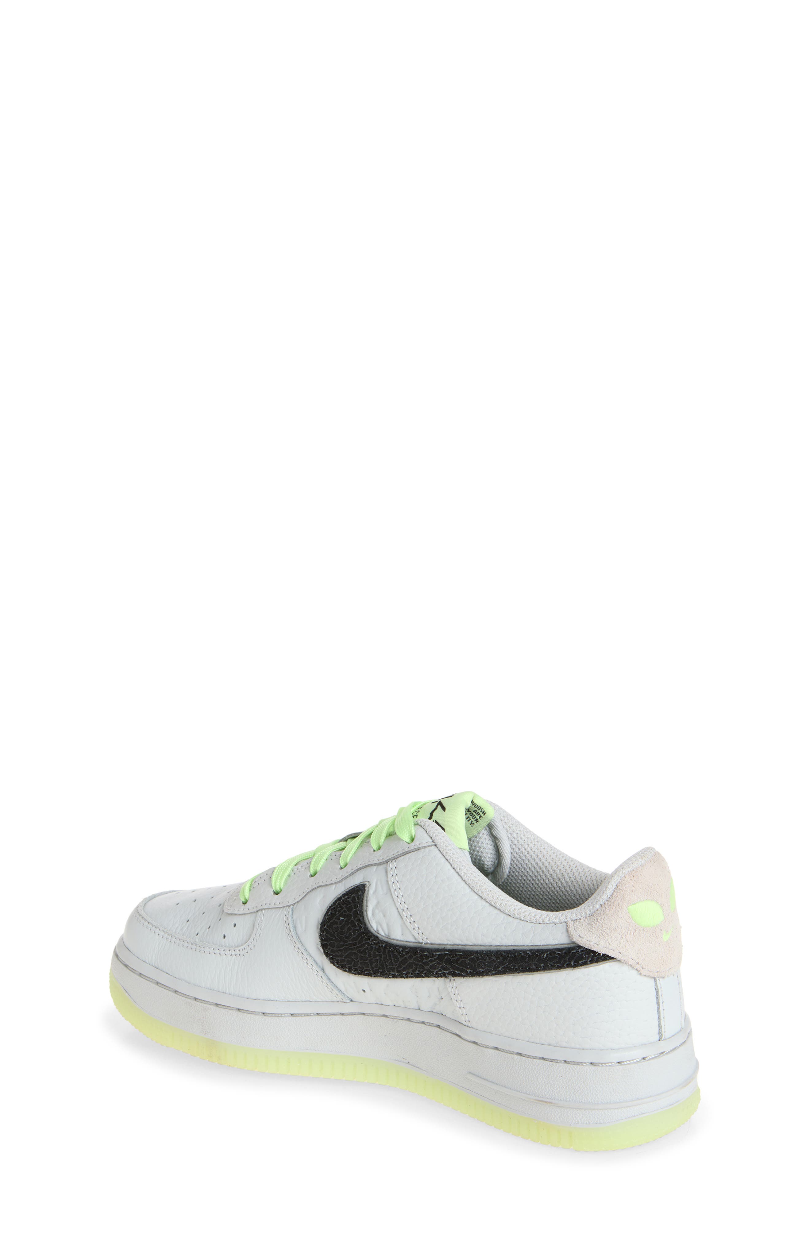 Kids' Force 1 Low Alien Glow-in-the-Dark Sneaker, Alternate, color, PHOTON DUST/ BLACK/ VOLT