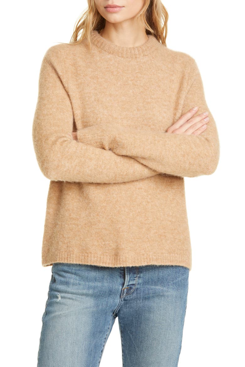 Puffy Crewneck Sweater, Main, color, CAMEL