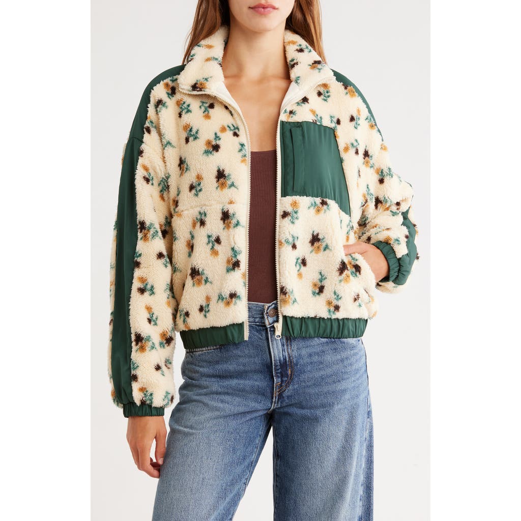 Thread & Supply Floral Fleece Zip-up Jacket In Multi