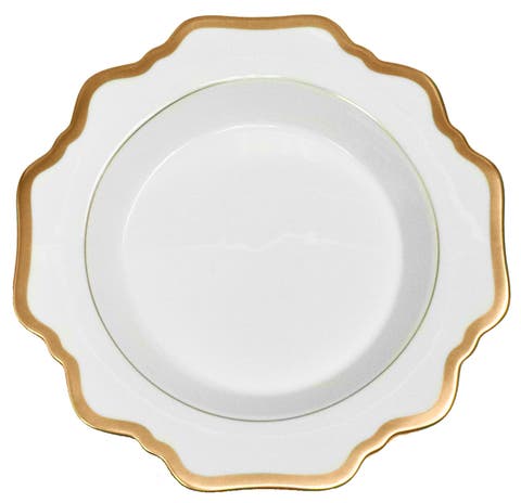 Antique White Gold Rim Soup Bowl