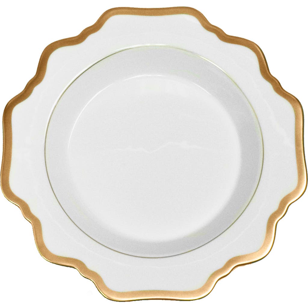 Anna Weatherley Antiqued White Soup Plate In White/gold