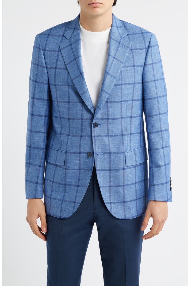 Flynn Classic Fit Blue Windowpane Check Wool Blend Sport Coat, Main, color, MEDIUM BLUE