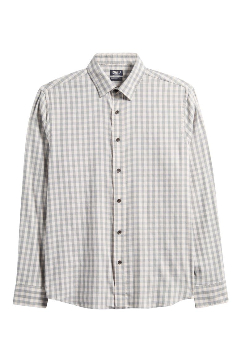 The Movement Stretch Cotton Blend Twill Button-Up Shirt, Alternate, color, WIND GREY GINGHAM