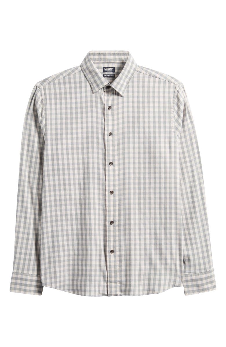Faherty The Movement Stretch Cotton Blend Twill Button-Up Shirt, Alternate, color, Wind Grey Gingham