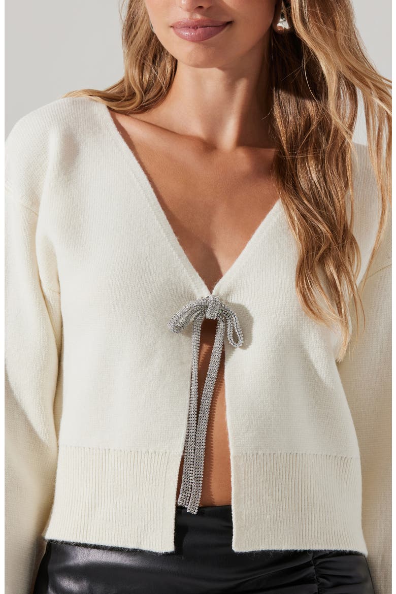 Embellished Bow Cardigan, Alternate, color, CREAM