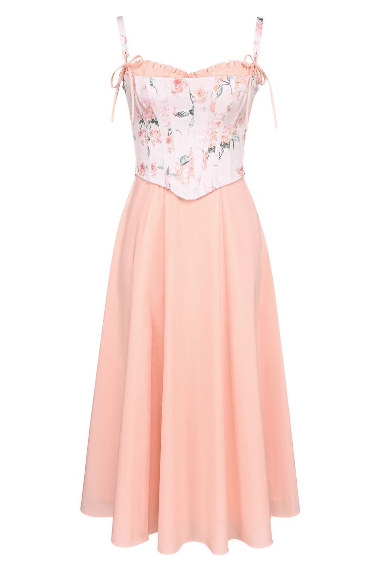 Sade Gathered Corset Cocktail Dress, Alternate, color, TROPICAL PEACH