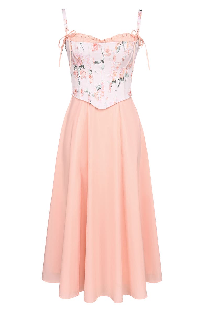 HOUSE OF CB Sade Gathered Corset Cocktail Dress, Alternate, color, Tropical Peach