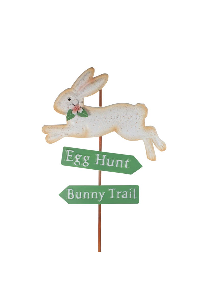 Northlight Easter Egg Hunt and Bunny Trail Outdoor Metal Spring Yard Stake - 25.5", Alternate, color, 