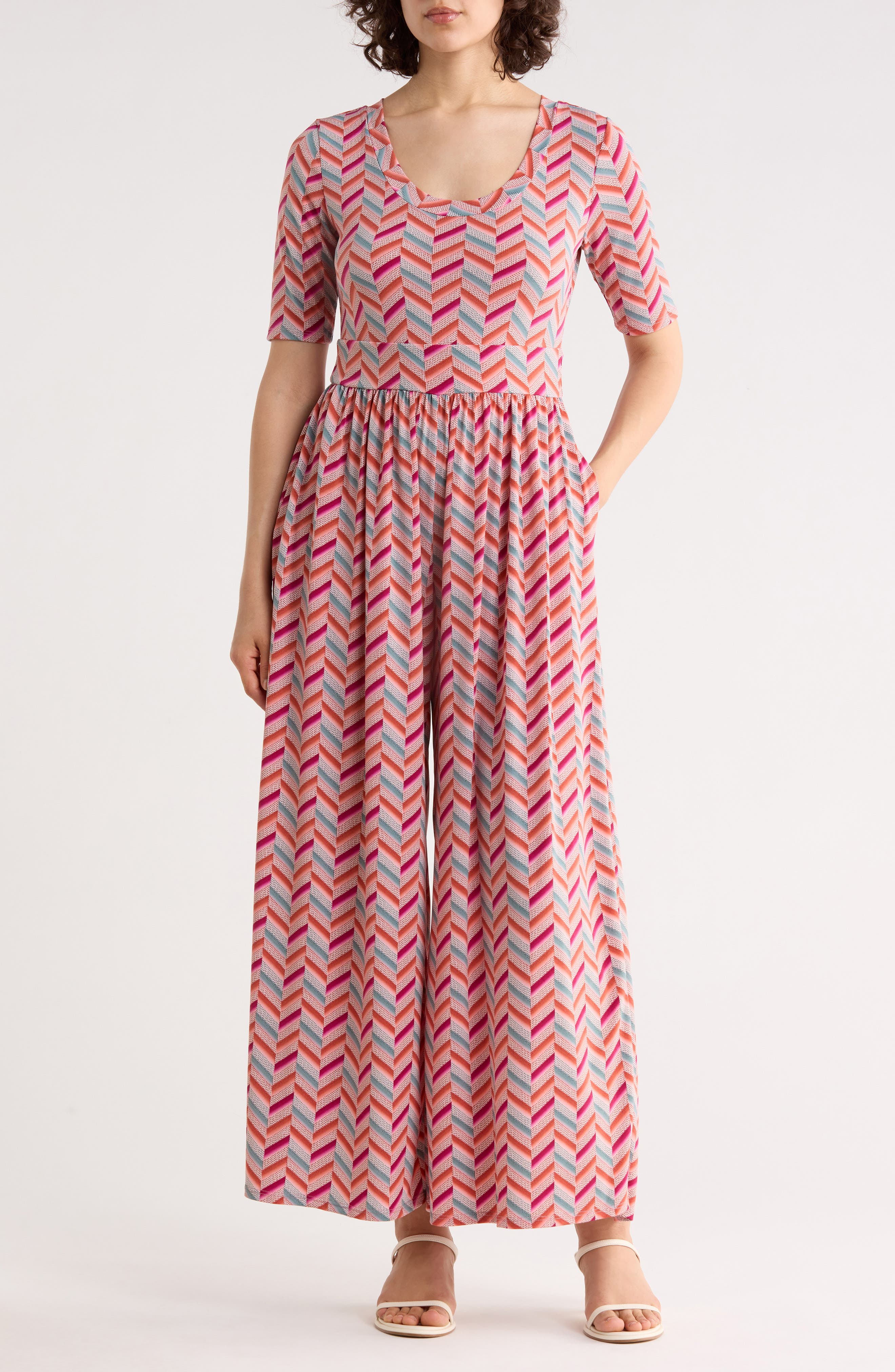 WEST K Elbow Sleeve Wide Leg Jumpsuit