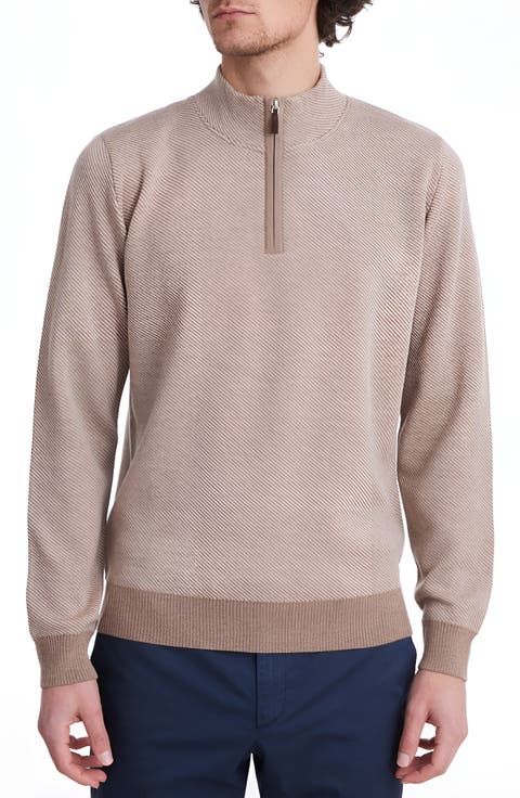Stripe Wool Half Zip Sweater