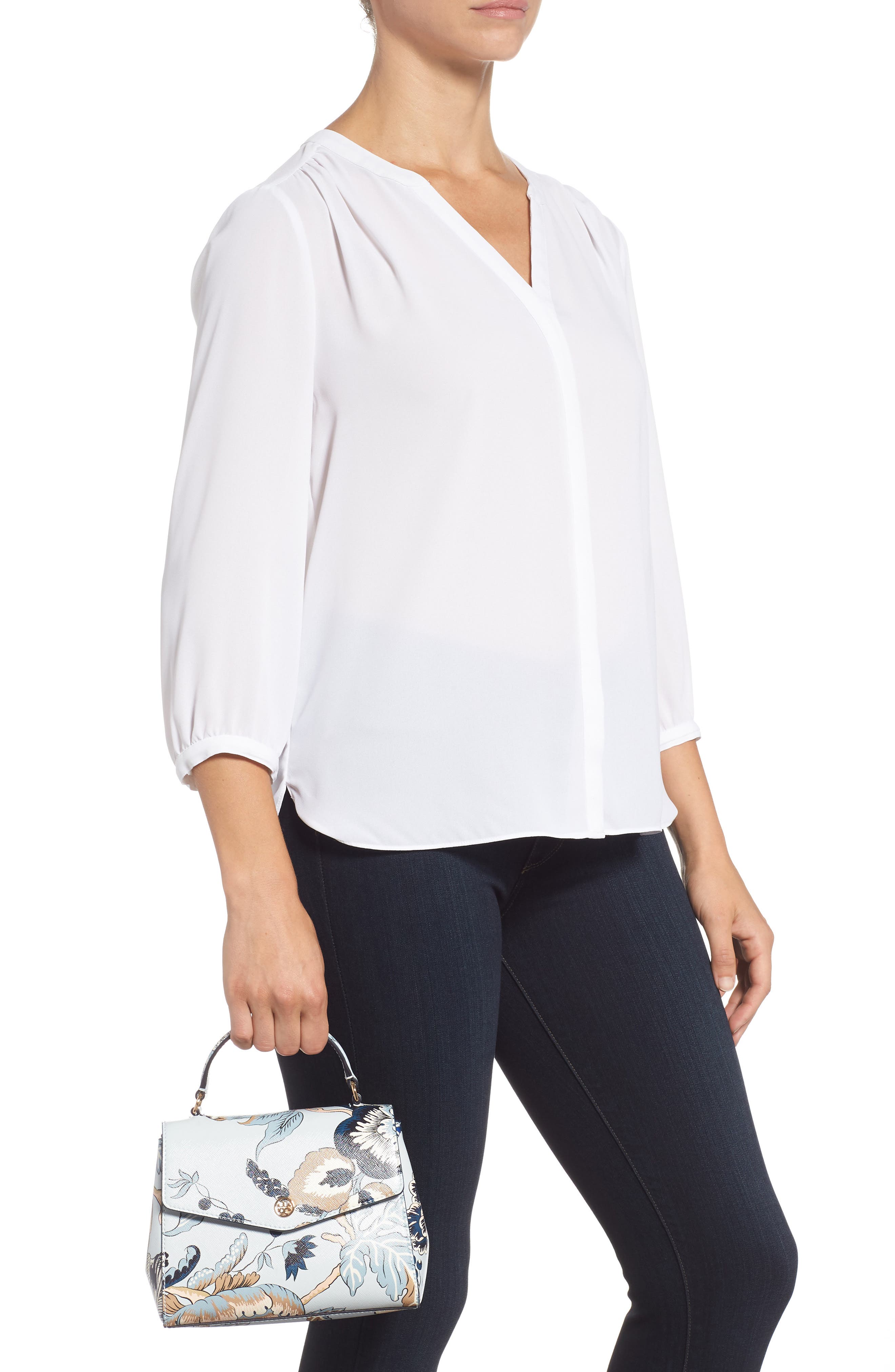 Tory Burch Robinson Print Small Leather Satchel, Alternate, color, 