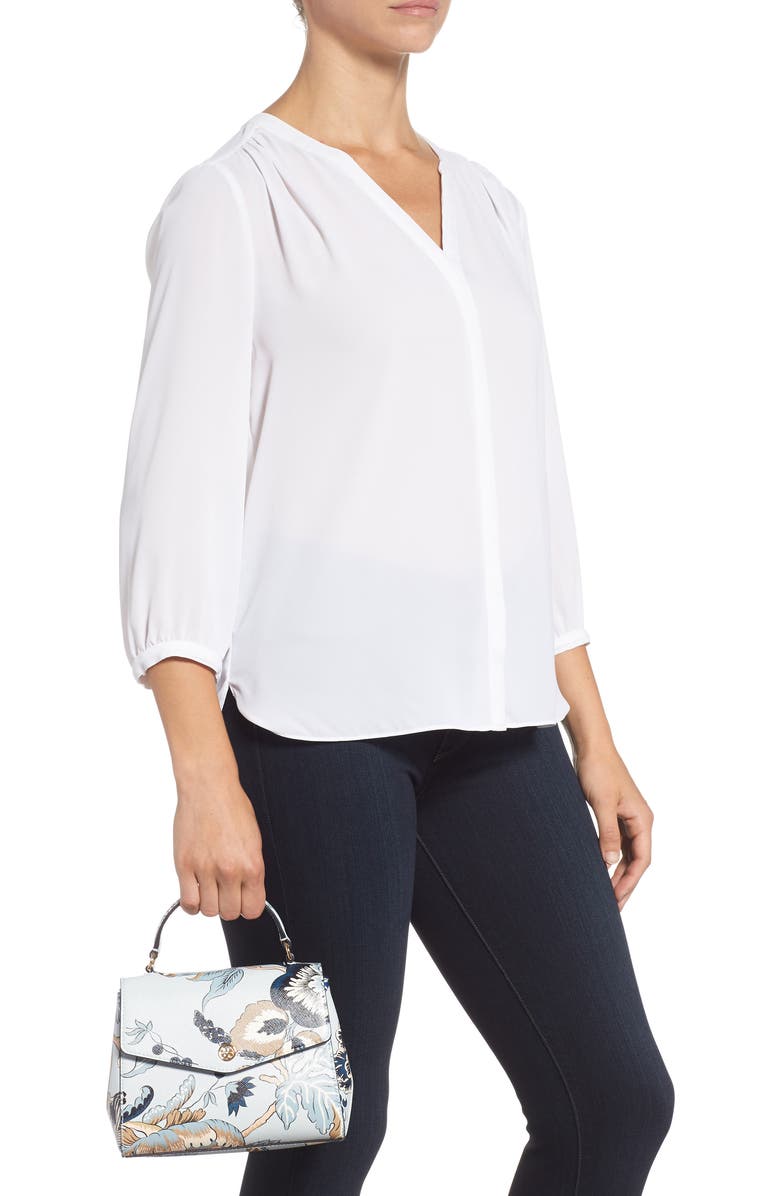 Tory Burch Robinson Print Small Leather Satchel, Alternate, color,