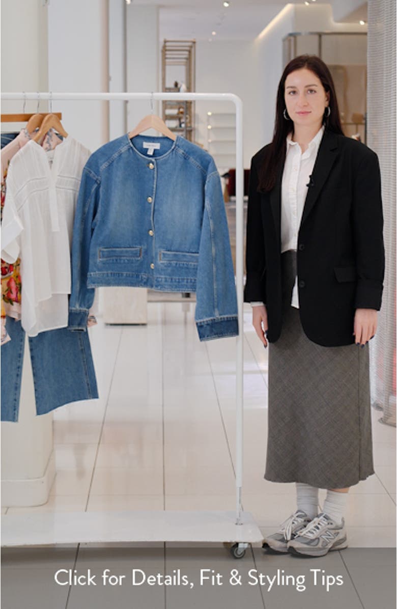 Collarless Crop Denim Jacket, sales video thumbnail