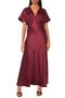 Dolman Sleeve Satin Cocktail Midi Dress