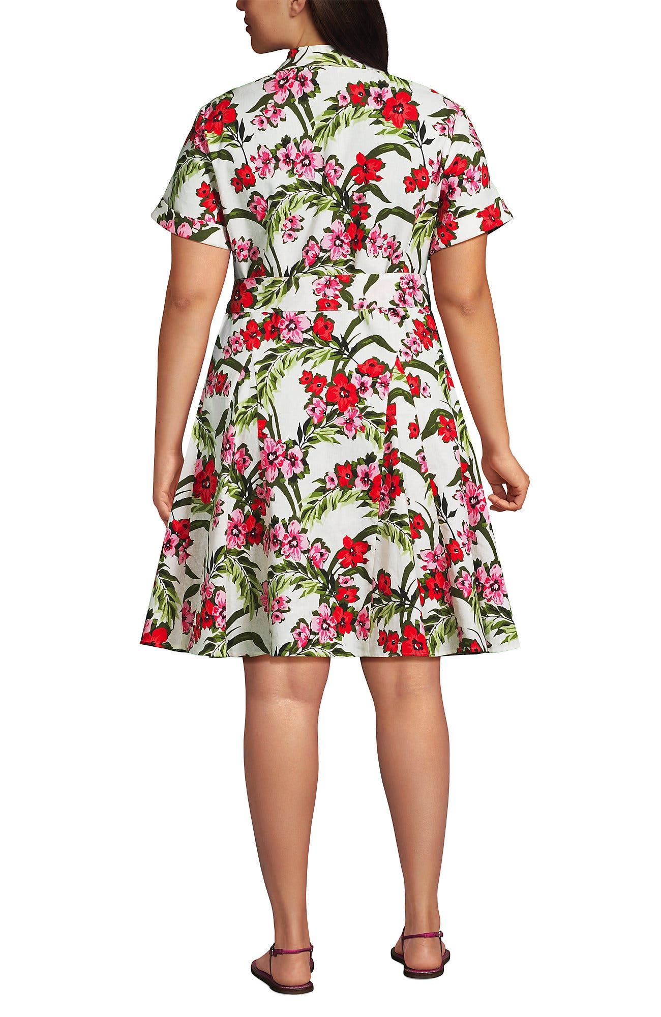 Linen Blend Button Front Dress with Godets - image 4