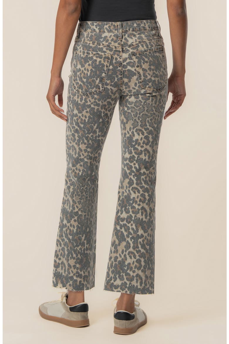 Kelsey Print Raw Hem High Waist Ankle Flare Jeans, Alternate, color, TAN/ BROWN