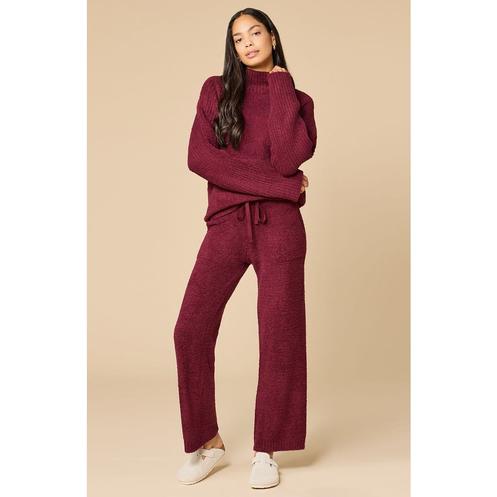 Softies Solid Marshmallow Rib Mock Neck With Long Pant In Brown