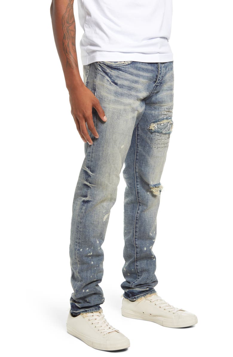 PURPLE BRAND PURPLE Bandana Patch Pocket Slim Leg Jeans, Alternate, color, 