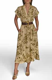 Donna Karan New York Floral Belted Midi Dress