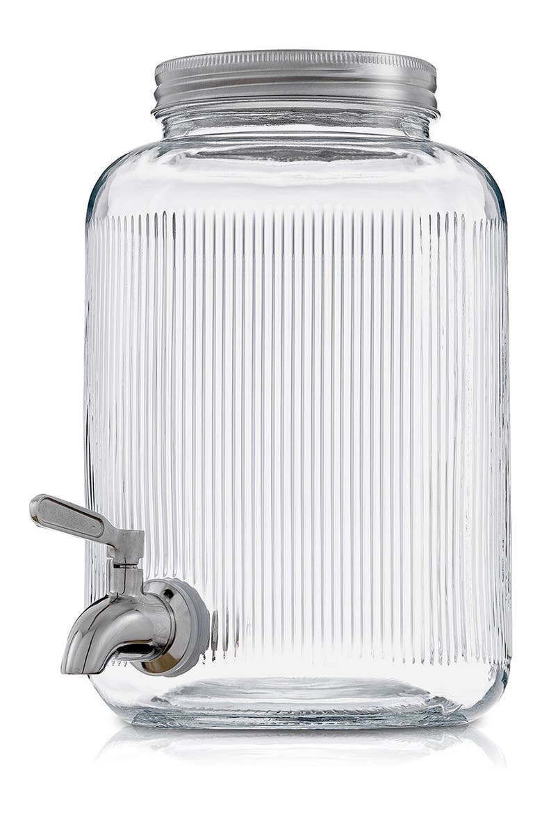 Glass Fluted Drink Dispenser, Main, color, CLEAR