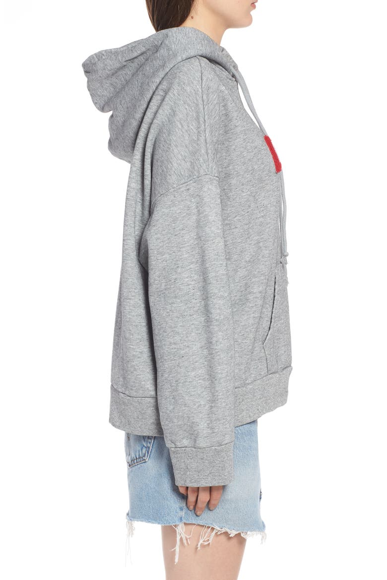 Levi's® Logo Patch Oversize Hoodie, Alternate, color, SMOKESTACK HEATHER