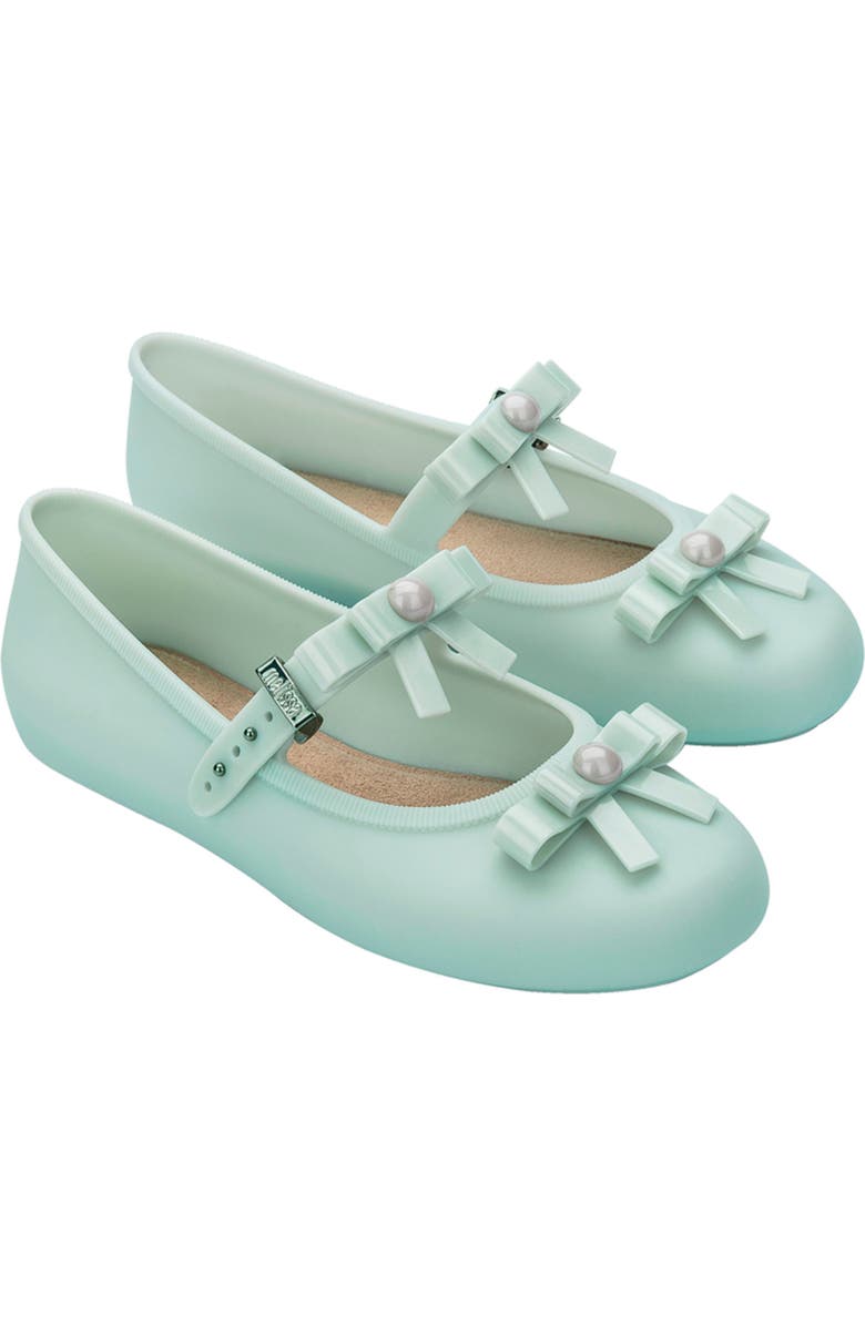 Melissa Soft Ballerina Bow Mary Jane Flat, Main, color, Green/ Beige