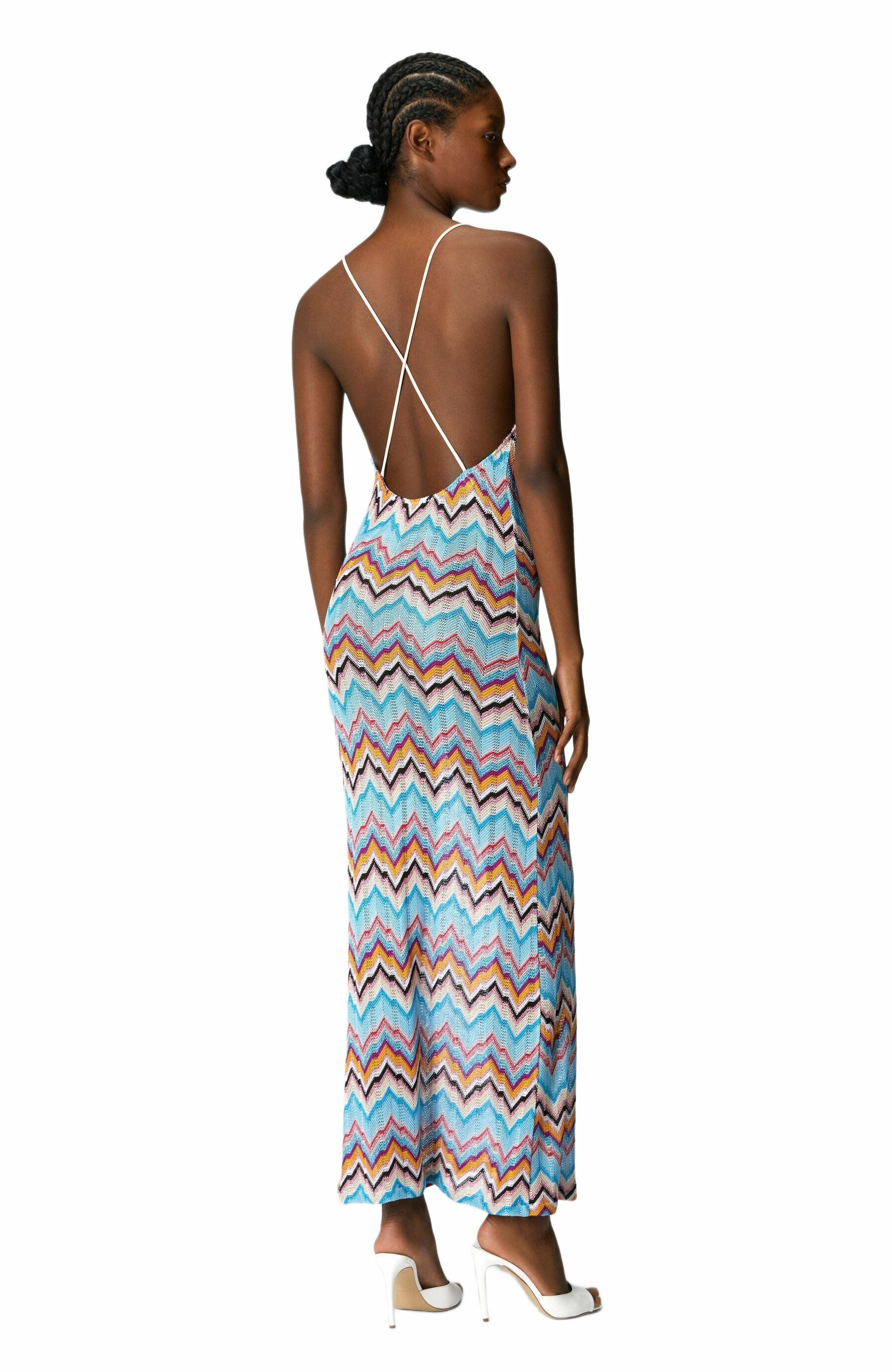 Long Cover-up With Open Back And Zig Zag Pattern - image 2